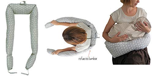 Mimuselina Cuco Nest Reductor | Cama Nido Desenfundable, Minicuna Portátil Colcheo, Reductor de Cuna, Chichonera, Cojín de Lactancia, Impermeable, Estampado Estrellas Gris, 85x52 cm