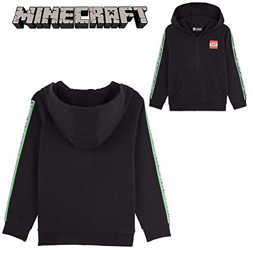 Minecraft Sudadera Niño, Sueter de Manga Larga con Capucha y Cremallera, Ropa Niño Diseño de Creeper, Regalos para Niños Adolescentes Edad 5-14 Años (11-12 años, Negro)