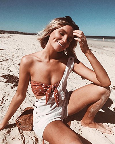 Minetom Bikini Mujer 2018 Bañador Traje De Baño De Dos Piezas Bikini Impreso Conjunto Halter Backless Bikinis Brasileño Push Up Ropa De Playa B Naranja ES 36