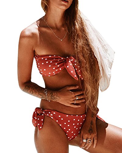 Minetom Bikini Mujer 2018 Bañador Traje De Baño De Dos Piezas Bikini Impreso Conjunto Halter Backless Bikinis Brasileño Push Up Ropa De Playa B Naranja ES 36
