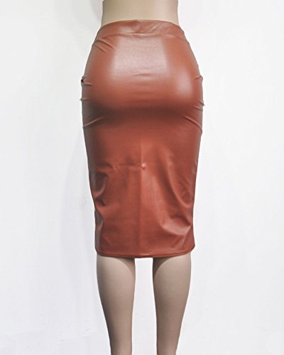 Minetom Mujer Faldas Largas de Tubo Elegante Cintura Alta Elástico Atractiva Falda de Lápiz Danza Bodycon Solidas Negro y Rojo S - 5XL Café EU XL