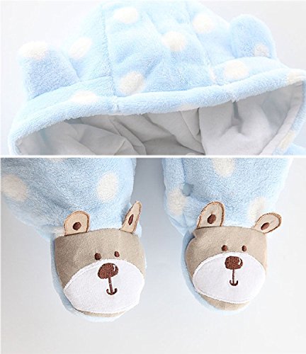 Minetom Unisex Bebés Recién Nacido Grueso Terciopelo Coral Mameluco Invierno Pelele Pijamas Niños Niñas Monos Caricatura Trajes Oso Polar Azul 0-2 Meses (50)