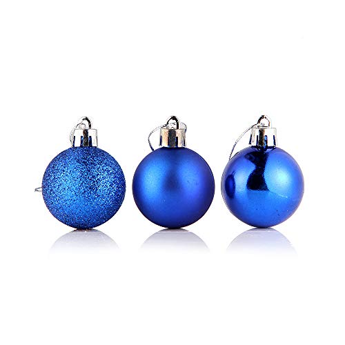 MINGZE 24Pcs Bolas de Navidad de 5cm, Pared Adornos Decoraciones Arbol Decoración Navideños Plástico, Regalos de Colgantes Navidad Fiesta Suministro Hogar Decorativas Festivales (Azul Real)
