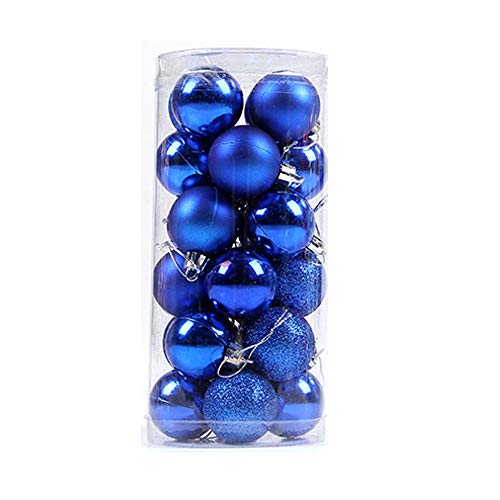 MINGZE 24Pcs Bolas de Navidad de 5cm, Pared Adornos Decoraciones Arbol Decoración Navideños Plástico, Regalos de Colgantes Navidad Fiesta Suministro Hogar Decorativas Festivales (Azul Real)
