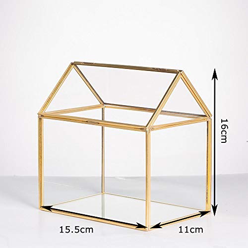 MINGZE geométrico Terrario, de Cristal Hecho a Mano diseño de casa Escritorio Maceta Plantas suculentas Maceta jardín Pantalla contenedor decoración Mesa para Boda Mesa de café (Negro)