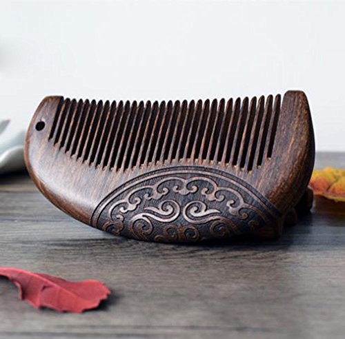 MINGZE Pocket Peine de madera, Peine del pelo, peine natural antiestático del pelo de madera del sándalo, peine de sándalo tallado de doble cara (12-1)