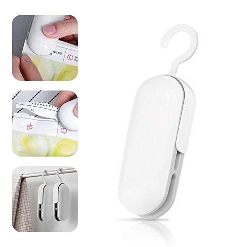 Mini Bag Sealer, Heat Sealer Machine con Función Del Corte, 2 en 1 Selladora de Bolsas Portátil, Mini Selladora de Bolsas de Plástico para Comida y Merienda Bolsa de Almacenamiento