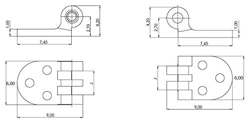 Mini bisagras, 1 par de bisagras de gafas, 6 mm