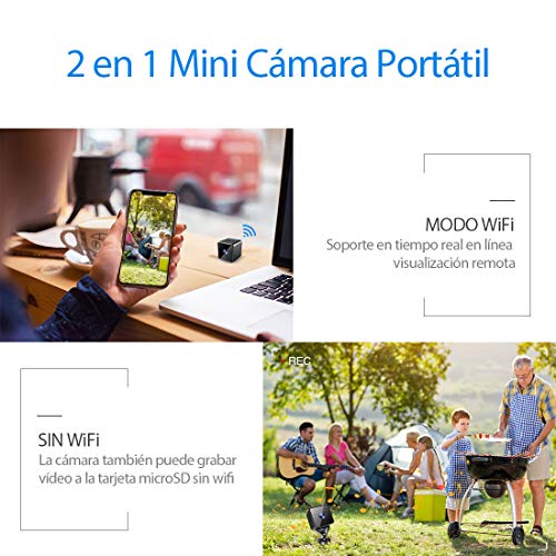 Mini Camara Espia Oculta Bluetooth, MHDYT WiFi HD 1080P Cámara Vigilancia Portátil con Altavoz Bluetooth, Sensor Movimiento, Visión Nocturna, IP Camara Seguridad Inalambrica Micro Interior/Exterior