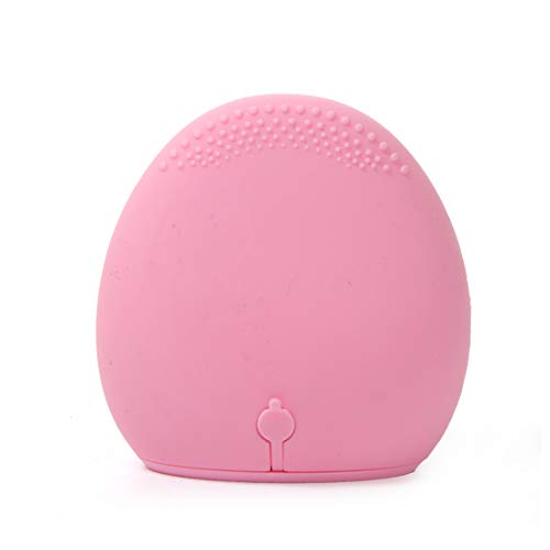 Mini cepillo de limpieza facial de silicona - Sistema de masajeador eléctrico y limpiador facial de silicona impermeable FEITA para todo tipo de piel (rosa)