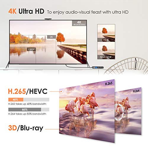 Mini HD TV Media Player 4K con 4GB EMMC + 512MB DDRIII CPU RK3328 Quad-Core Cortex-A53 1 * USB 2.0,1 * USB de Alta Velocidad 3.0 de hasta 4TB Multimedia para los Familia y Oficina
