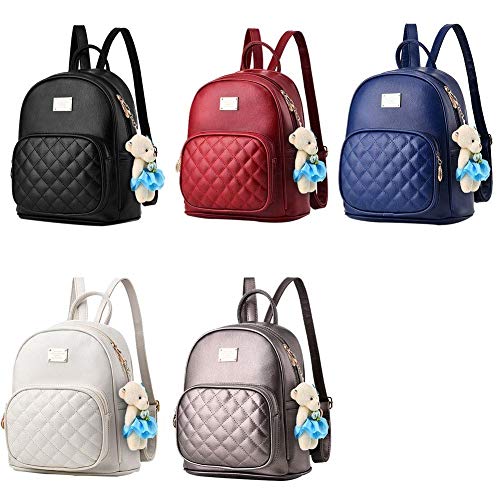 Mini Mochila de cuero negra Pequeña monedero Bolso de cuero Monedero para las muchachas adolescentes Mochila de cuero impermeable para mujer