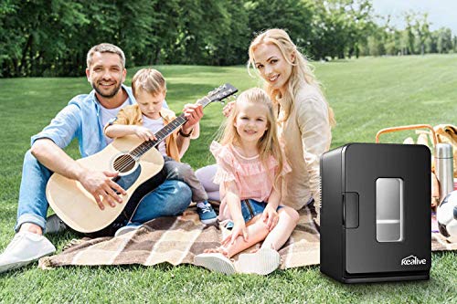 Mini Nevera 15L Mini-Frigorífico Portátil 12 V/220 V para Coche y Casa, 2 en 1 Termoeléctrica Nevera con función de Frío y Calor, Manija Automática, Incluye Estantes Extraíbles(Modo Eco)