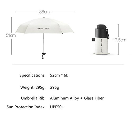 Mini Paraguas Pequeño del Sol Viaje Compacto Ultraligero Paraguas de Viaje Portátil Resistente Anti UV Plegable para Actividades al Aire Libre