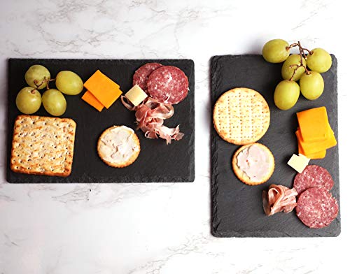 Mini tablas de pizarra para queso (juego de 6 piezas), tablas de charcutería, queso y carne, para uso doméstico, restaurante y café (3 tizas incluidas) – 6 x 0.1 x 8.75 pulgadas