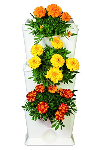 minigarden 1 Juego One para 3 Plantas, Jardín Vertical Modular y Extensible, Colocar en el Suelo o Colgar en la Pared, Mecanismo de Drenaje Innovador, Largo Ciclo de Vida (Blanco)