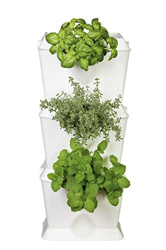 minigarden 1 Juego One para 3 Plantas, Jardín Vertical Modular y Extensible, Colocar en el Suelo o Colgar en la Pared, Mecanismo de Drenaje Innovador, Largo Ciclo de Vida (Blanco)