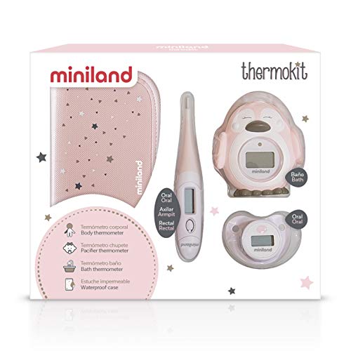 Miniland Thermokit - Set de 3 termómetros digitales de bebé, color rosa