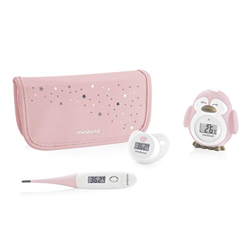 Miniland Thermokit - Set de 3 termómetros digitales de bebé, color rosa