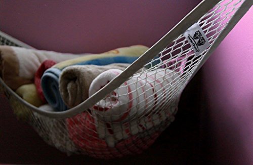 MiniOwls Hamaca de almacenamiento de juguetes – Organizador de animales de peluche para pared de dormitorio, idea de regalo para bebé niña/niño cumpleaños o ducha (blanco, grande)