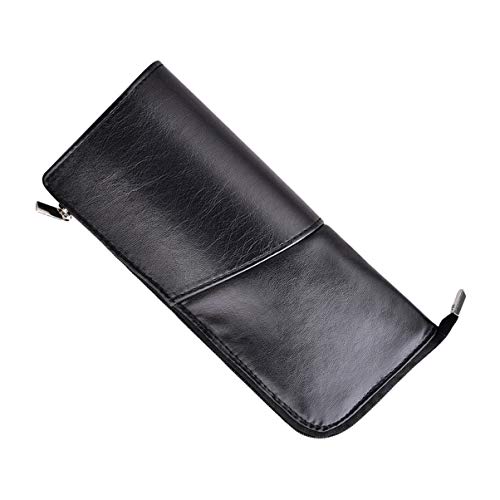 Minkissy - Soporte para brochas de Maquillaje, Bolso de Piel de Poliuretano, Cierre de Cremallera, Organizador de Pinceles para Mujeres, para Viajes al Aire Libre, Color Negro