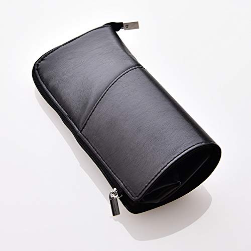 Minkissy - Soporte para brochas de Maquillaje, Bolso de Piel de Poliuretano, Cierre de Cremallera, Organizador de Pinceles para Mujeres, para Viajes al Aire Libre, Color Negro