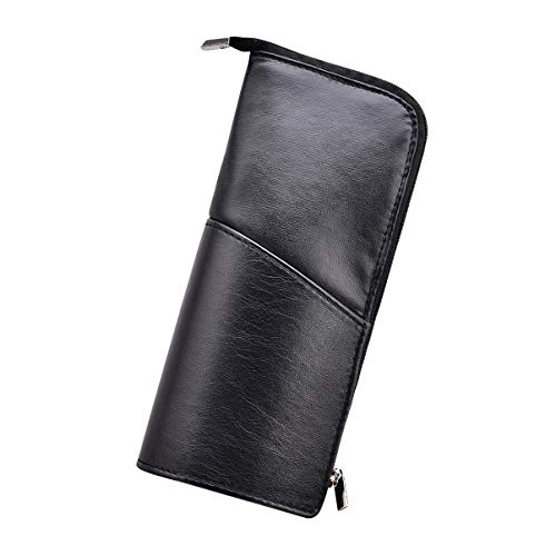 Minkissy - Soporte para brochas de Maquillaje, Bolso de Piel de Poliuretano, Cierre de Cremallera, Organizador de Pinceles para Mujeres, para Viajes al Aire Libre, Color Negro