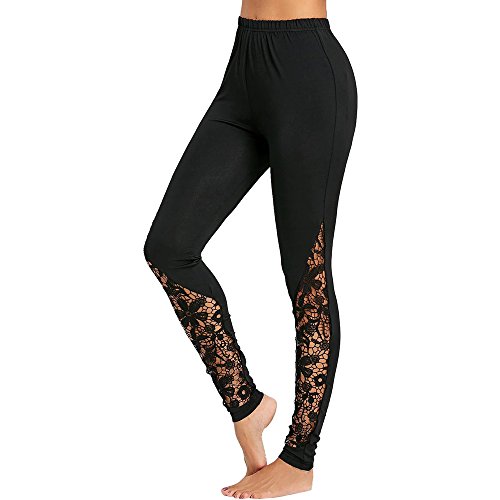 MINXINWY_Leggins de mujer Fitness Cintura Alta, Nuevo Leggings de Mujer Mallas Negras Mujer Pantalones de Verano Running Gym Pantalon Base Encaje Puntada Pantalones de lápiz