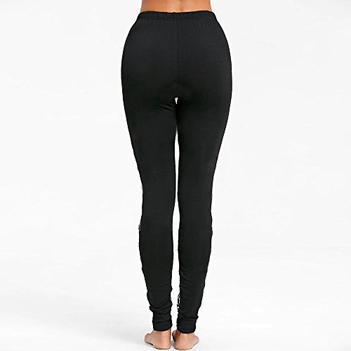 MINXINWY_Leggins de mujer Fitness Cintura Alta, Nuevo Leggings de Mujer Mallas Negras Mujer Pantalones de Verano Running Gym Pantalon Base Encaje Puntada Pantalones de lápiz