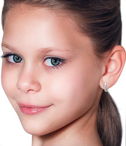 Miore Pendientes de Plata de Ley con Circonita Rosa para Niña