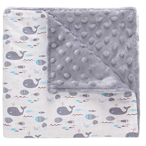 Miracle Baby Manta Bebe Algodón，Manta Coralina Bebe Algodón, Suave y Confortable,Swaddle Wrap Saco de Dormir para Niños 110 * 140(Grande,Ballena)