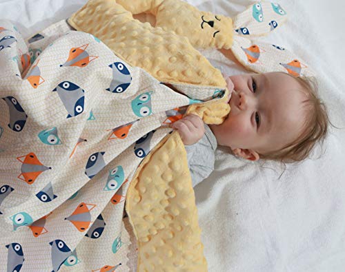 Miracle Baby Manta Bebe Algodón，Manta Coralina Bebe Algodón, Suave y Confortable,Swaddle Wrap Saco de Dormir para Niños110*140(Grande,Zorro)