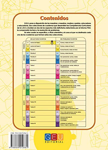 Mis lecturas favoritas 1.1 / Editorial GEU / 1º Primaria / Mejora la comprensión lectora / Recomendado como repaso / Con actividades sencillas