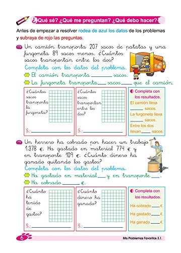 Mis problemas favoritos 3.1 / Editorial GEU / 3º Primaria / Mejora la resolución de problemas / Recomendado como repaso / Con actividades sencillas