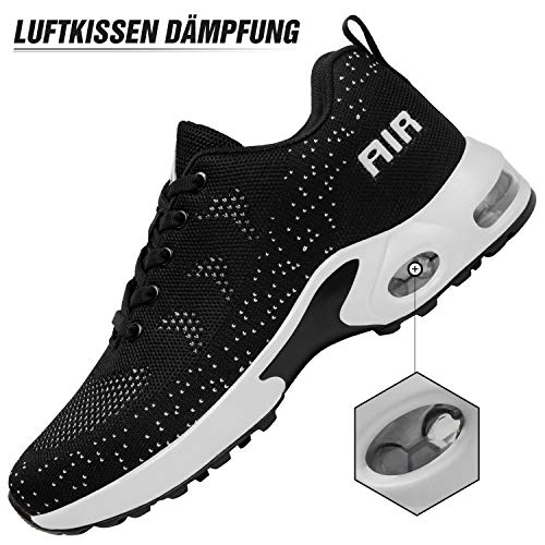 Mishansha Air Zapatos de Deportes Mujer Ligeros Zapatillas de Correr Femenino Respirable Calzado Fitness Jogging Sneakers Negro, Gr.36 EU