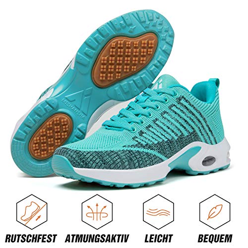 Mishansha Air Zapatos de Running Mujer Antideslizante Zapatillas de Deportes Femenino Ligeros Calzado Jogging Gimnasio Sneakers Verde, Gr.37 EU