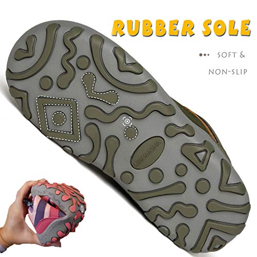 Mishansha Niños Zapatillas Senderismo para Montaña Trekking Trail Ligero Zapatos para Caminar Niña Velcro Calzado Correr Infantil Antideslizante Bambas Chicos(267 Verde, 27 EU)