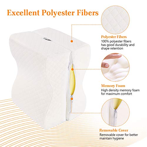 Misiki Almohada Piernas Dormir Almohada Rodillas Ergonomica para Durmientes de Lado Cojín Ortopédico con Almohada Espuma Memoria para Alivia el Dolor en la Espalda, Caderas y Ciática