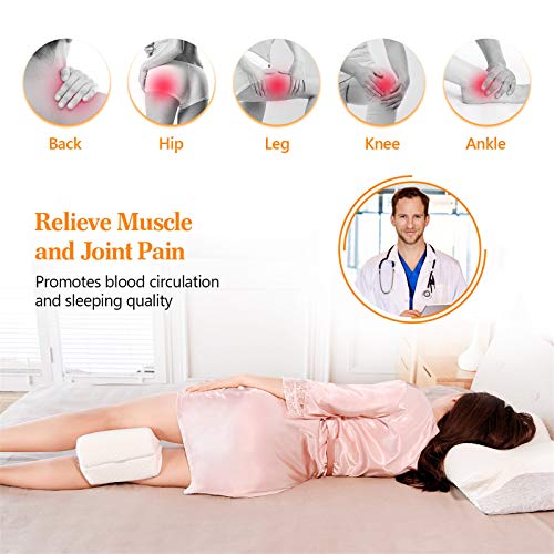 Misiki Almohada Piernas Dormir Almohada Rodillas Ergonomica para Durmientes de Lado Cojín Ortopédico con Almohada Espuma Memoria para Alivia el Dolor en la Espalda, Caderas y Ciática