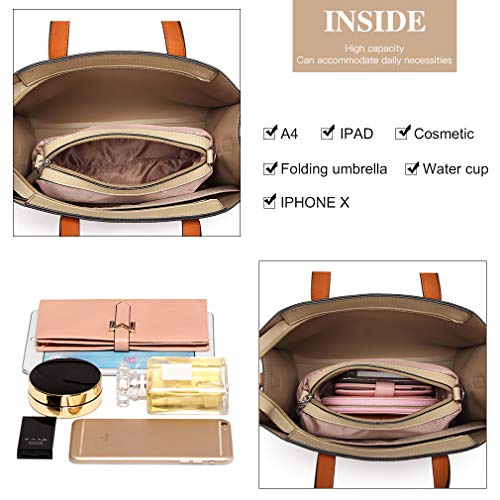 Miss Lulu Bolso de Mano Elegante 2Piezas Conjunto Cartera para Mujer Bolso de Hombro Sintético Piel …