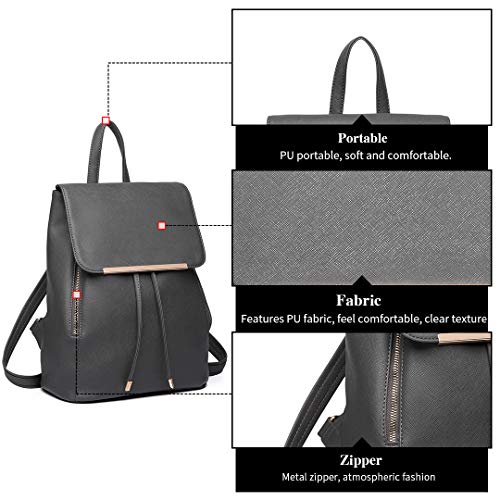 Miss Lulu Mochila Mujer Bolso Bandolera Daypack Casual Elegante Moda Cuero PU