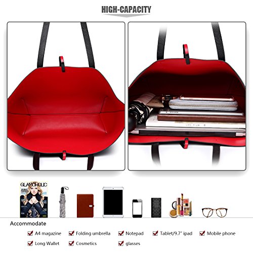 Miss Lulu Mujer Bolso de Mano Reversible Hombro Cuero PU Bandolera