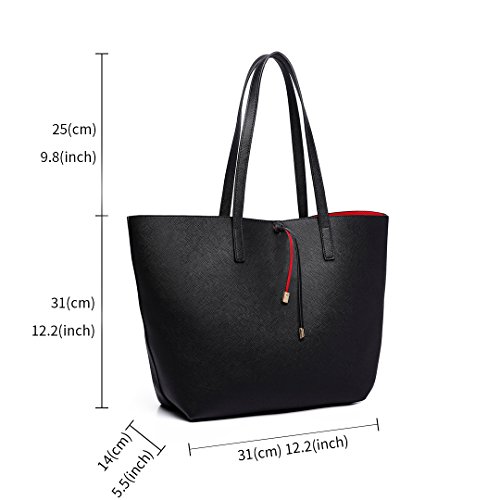 Miss Lulu Mujer Bolso de Mano Reversible Hombro Cuero PU Bandolera