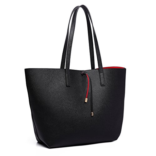 Miss Lulu Mujer Bolso de Mano Reversible Hombro Cuero PU Bandolera