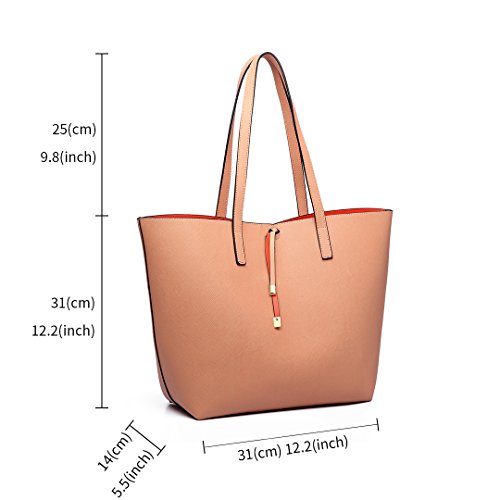 Miss Lulu Mujer Bolso de Mano Reversible Hombro Cuero PU Bandolera