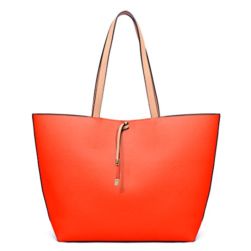 Miss Lulu Mujer Bolso de Mano Reversible Hombro Cuero PU Bandolera