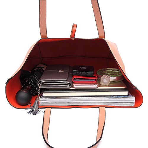 Miss Lulu Mujer Bolso de Mano Reversible Hombro Cuero PU Bandolera