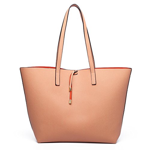 Miss Lulu Mujer Bolso de Mano Reversible Hombro Cuero PU Bandolera