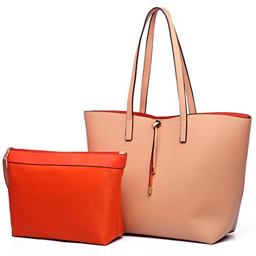 Miss Lulu Mujer Bolso de Mano Reversible Hombro Cuero PU Bandolera