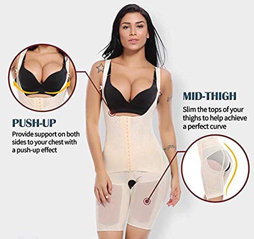 MISS MOLY Reductora de abdomen mujer reductora con gancho, cómodo y ligero Faja Buena figura inconsútil Beige 3XL